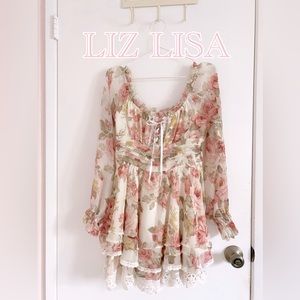 Vintage Rare Liz Lisa Himekaji and Gyaru Chiffon Floral Mini Dress